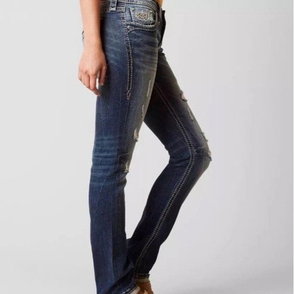 Rock Revival Joyelle straight ripped distressed jeans 25 Inseam 33" from Buckle - Picture 3 of 11